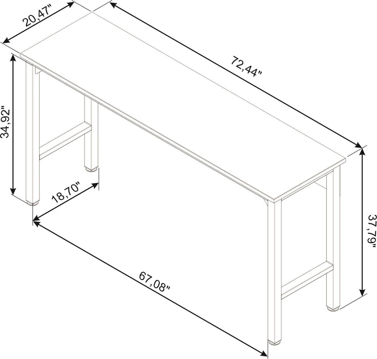 Manhattan Comfort Fortress 72.4\" Natural Wood & Steel Garage Table - Charcoal Grey