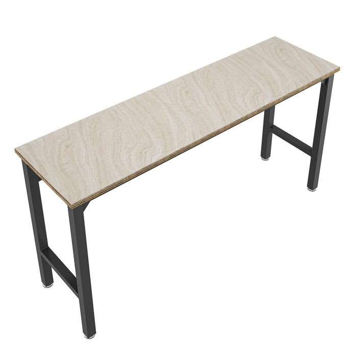 Manhattan Comfort Fortress 72.4\" Natural Wood & Steel Garage Table - Charcoal Grey