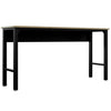 Manhattan Comfort Fortress 72.4\" Natural Wood & Steel Garage Table - Charcoal Grey