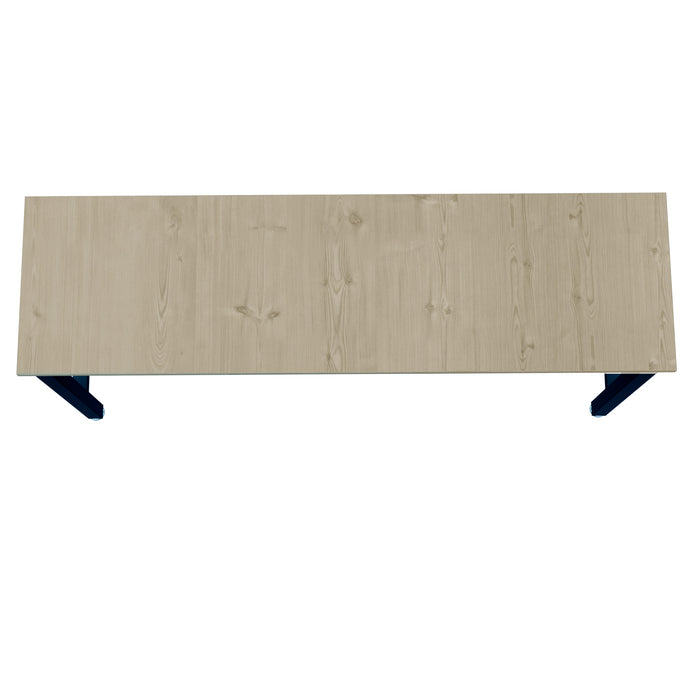 Manhattan Comfort Fortress 72.4\" Natural Wood & Steel Garage Table - Charcoal Grey