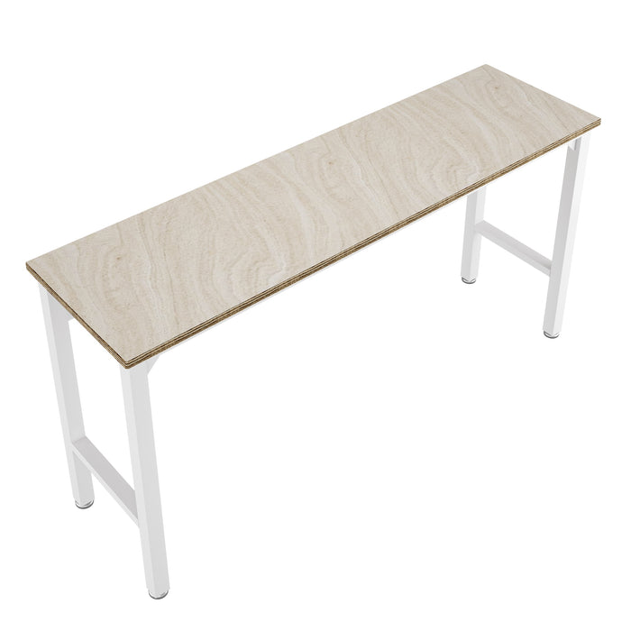 Manhattan Comfort Fortress 72.4\" Natural Wood & Steel Garage Table - White