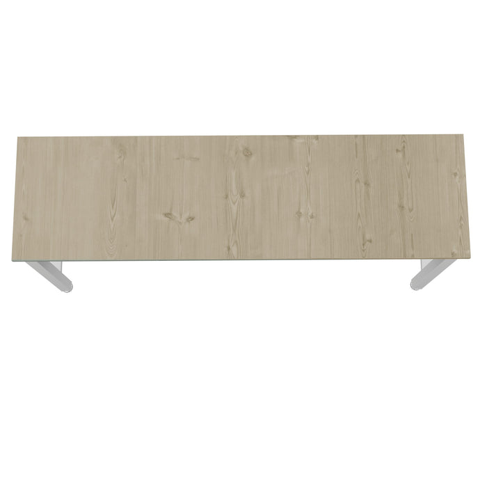 Manhattan Comfort Fortress 72.4\" Natural Wood & Steel Garage Table - White