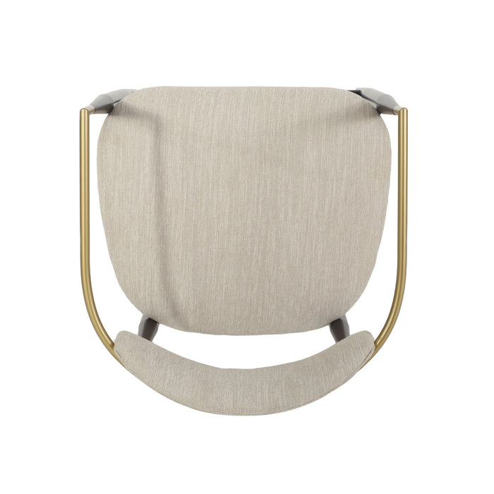 Aubrey Counter Stool Set Of 2 With Open Back,fabric Upholstery, Metal Frame - Beige