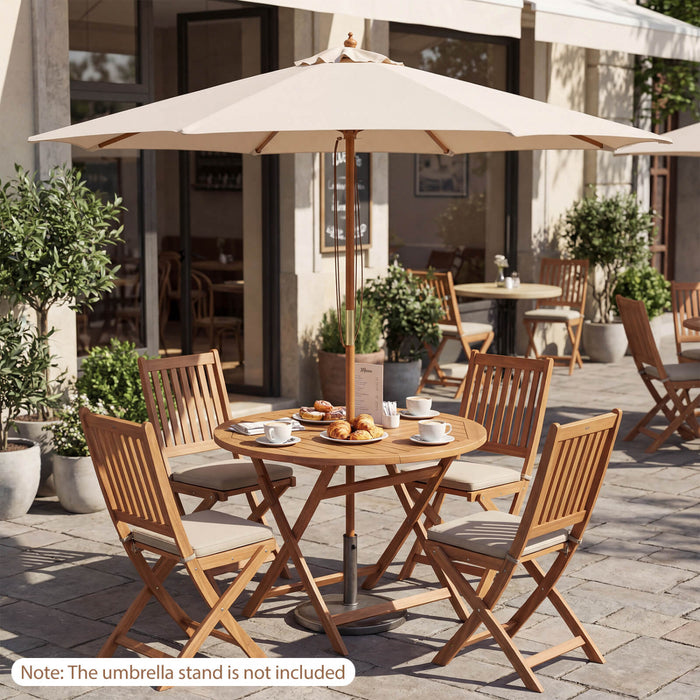 Costway 9 FT Patio Umbrella with Adjustable Height Rope Pulley Lift Vented Top 8 Sturdy Ribs Beige