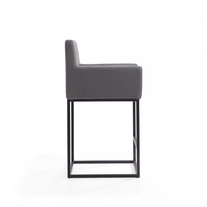 Ambassador Mid-Century Modern Metal Upholstered Counter Stool in Gray - Set of 2 Bar Stool
