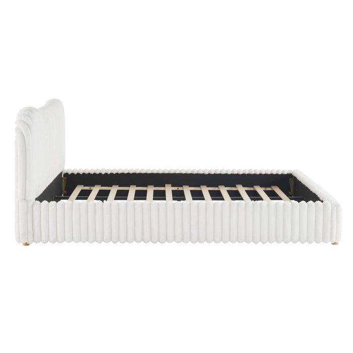 Luna Upholstered Bed with Plush Headboard,King Size - White
