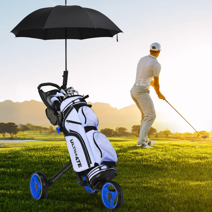 Goplus Folding 3 Wheels Golf Push Cart W/brake Scoreboard Adjustable Handle Blue