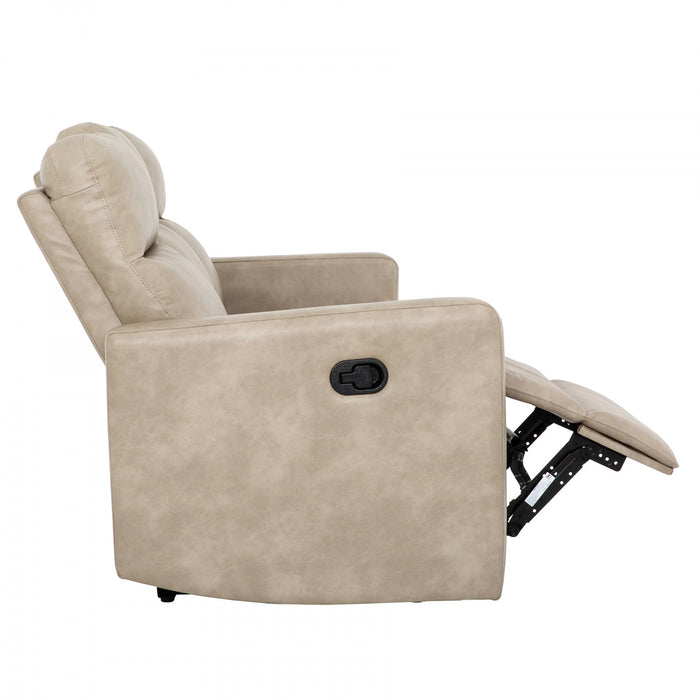 Denton 81 in. Faux Leather Manual Reclining Sofa - Taupe