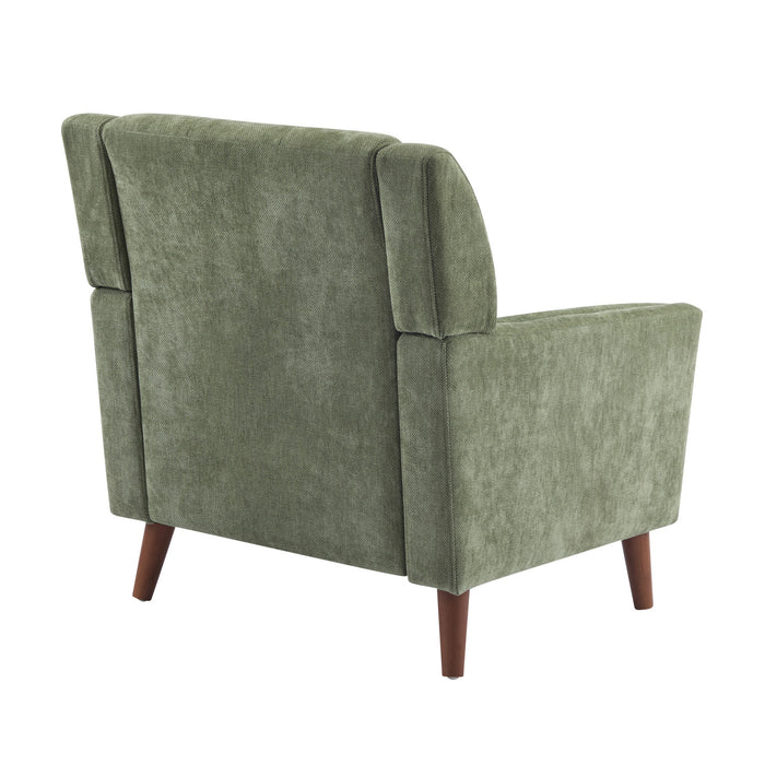 Midway Mid-Century Modern Armchair with Tufted Waffle Stitch, Green, Walnut