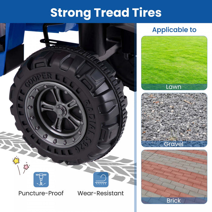Costway Kids Ride On Electric Atv 6v 4-wheeler Quad Car With One-button Start Tread Tires Navy