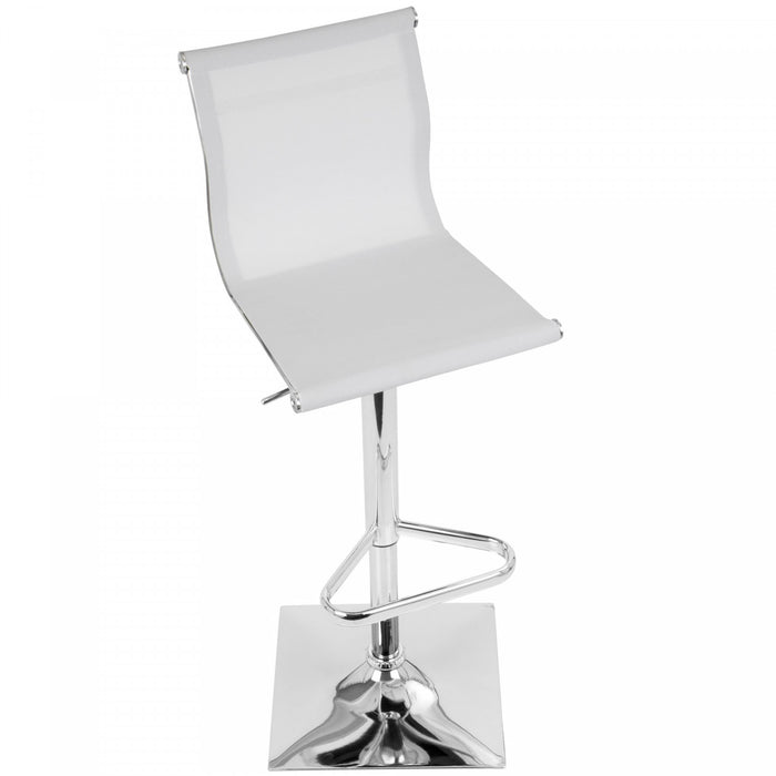LumiSource Mirage Fabric Contemporary Adjustable Barstool with Swivel - White