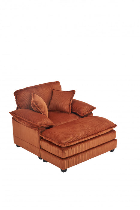 Liam 46.9\" Modern indoor corduroy sofa with 2 soft cushions ,Orange Sofa