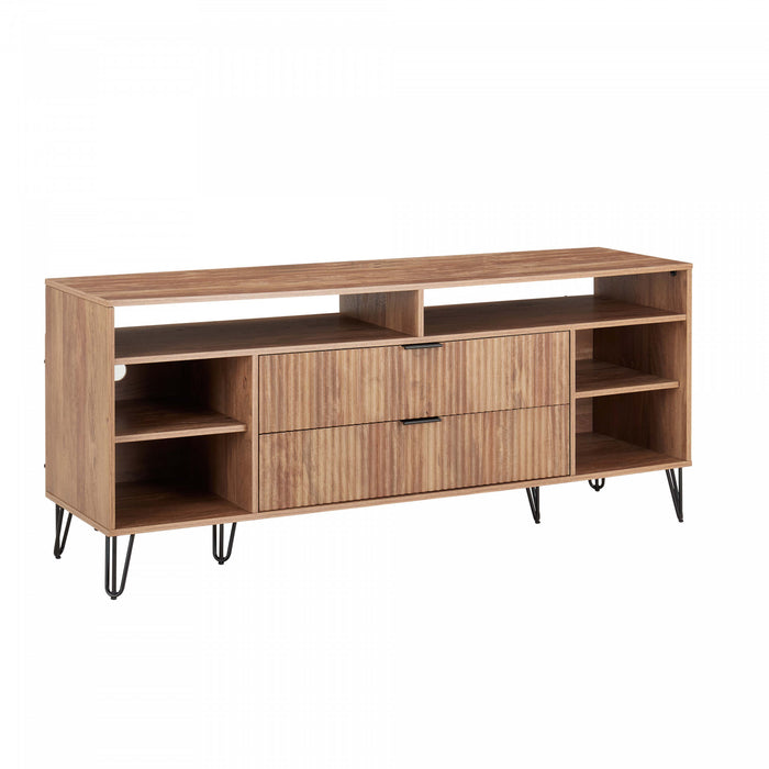 Dumbo Modern 63\" Fluted TV Stand in Golden Brown