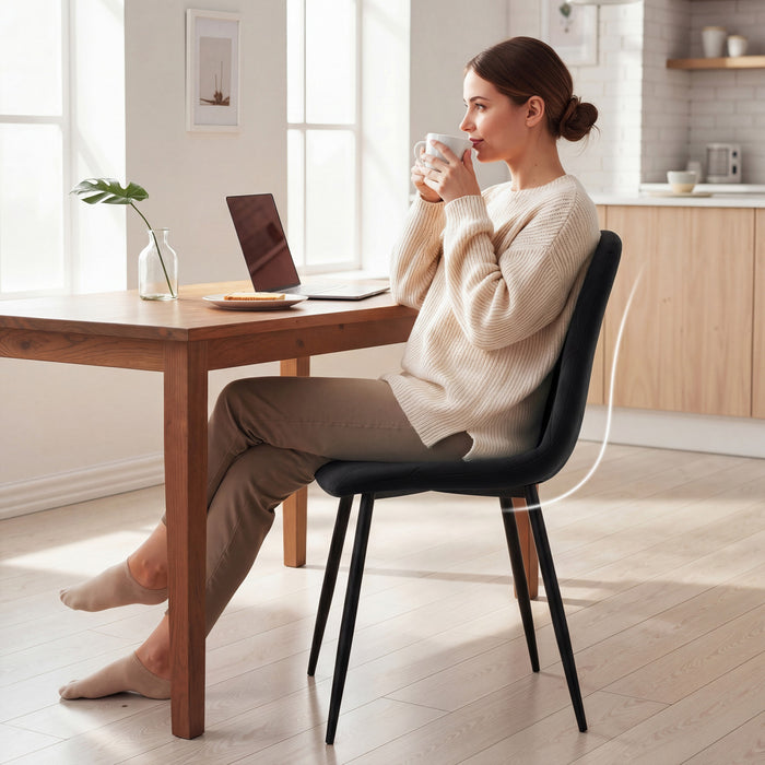 HOMCOM Dining Chairs Set of 4, Kitchen Chair with Metal Legs, Black