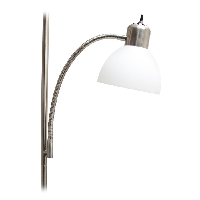 Ardelo Floor Lamp w/ Gooseneck Reading Light, Brushed Nickel, 71.5\"H