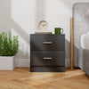 HOMCOM Bedside Table with 2 Drawers, Modern Nightstand for Bedroom, Black