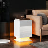 HOMCOM Modern LED Nightstand Bedside Table with Drawers, Glossy White
