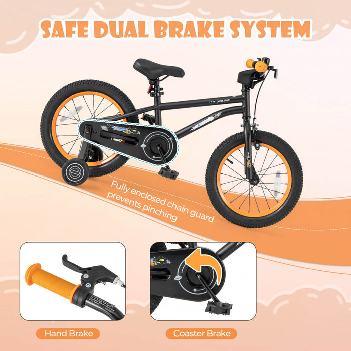 Costway 16-inch Kid's Bike For 4-7 Years Old With Adjustable Saddle & Anti-slip Handlebar Black