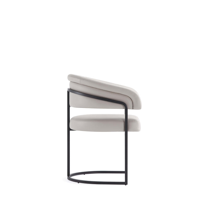 Augusta Modern Metal Vegan Leather Dining Chair in Light Gray - Set of 6
