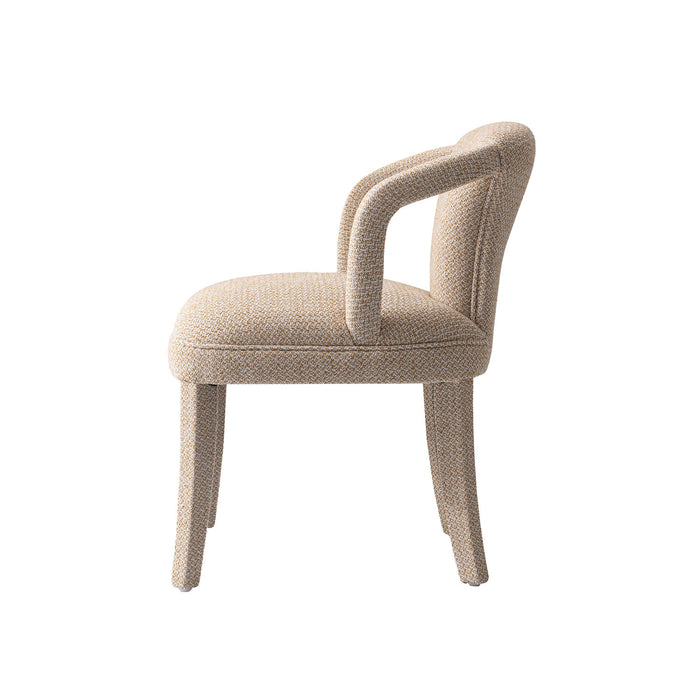 Palmer Mid-Century Modern Upholstered Tweed Armchair in Gold Dust - Set of 2 Dining Chair