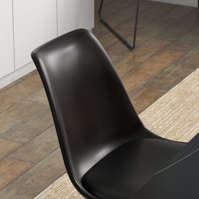 HOMCOM Modern Dining Chairs Set of 4 with PU Leather Cushion, Wood Frame