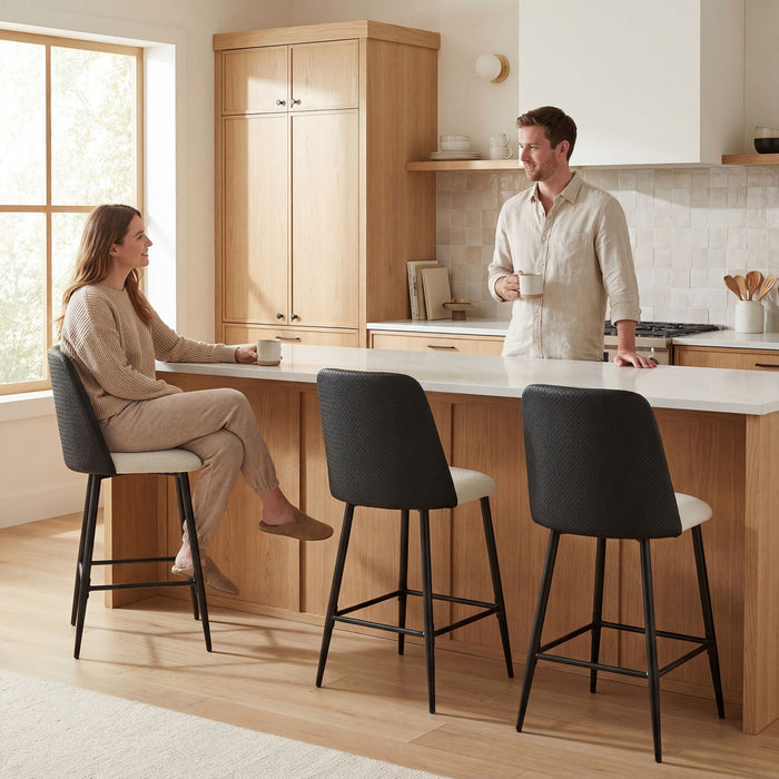HOMCOM Bar Stools Set of 2, 26\" Counter Height Bar Stools with PU Backrest