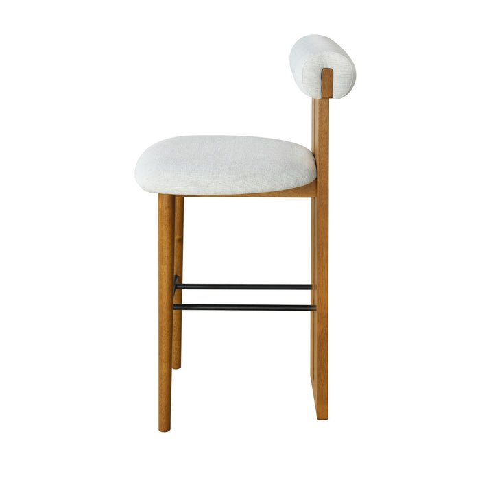 Sophia Indoor Modern Rubberwood Bar Stool Set of 2 with Supportive Backrest,Ivory&Walnut