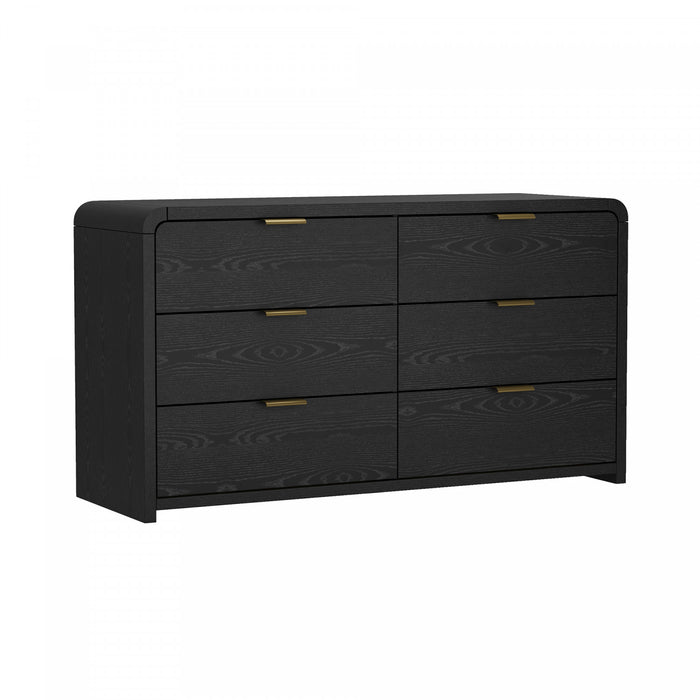 Grace Modern 60\" Dresser in Black (6-Drawer)