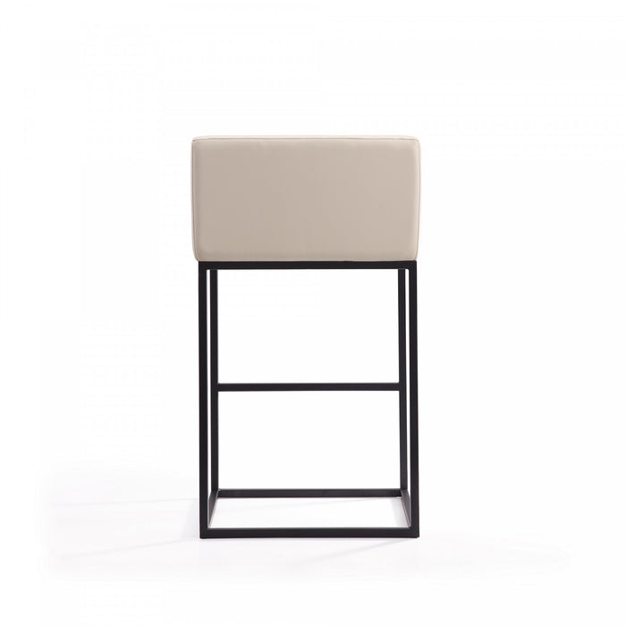 Embassy Mid-Century Modern Metal Upholstered Barstool in Cream - Set of 2