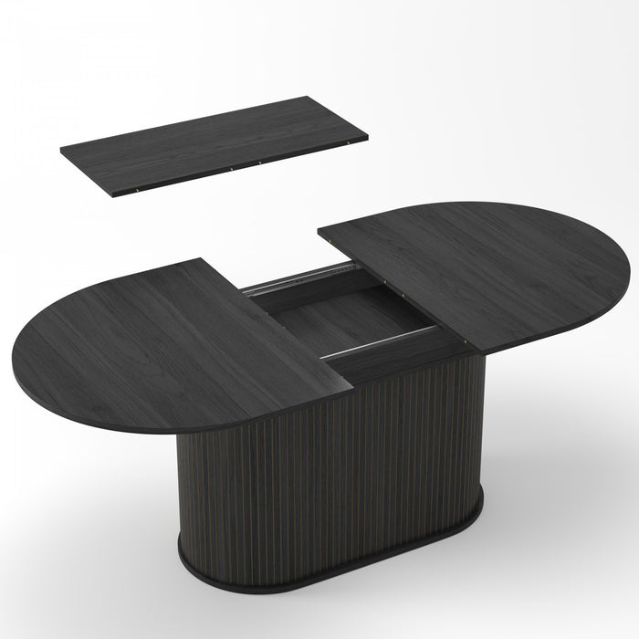 Noah Extendable Oval Dining Table with Striped Legs,Black