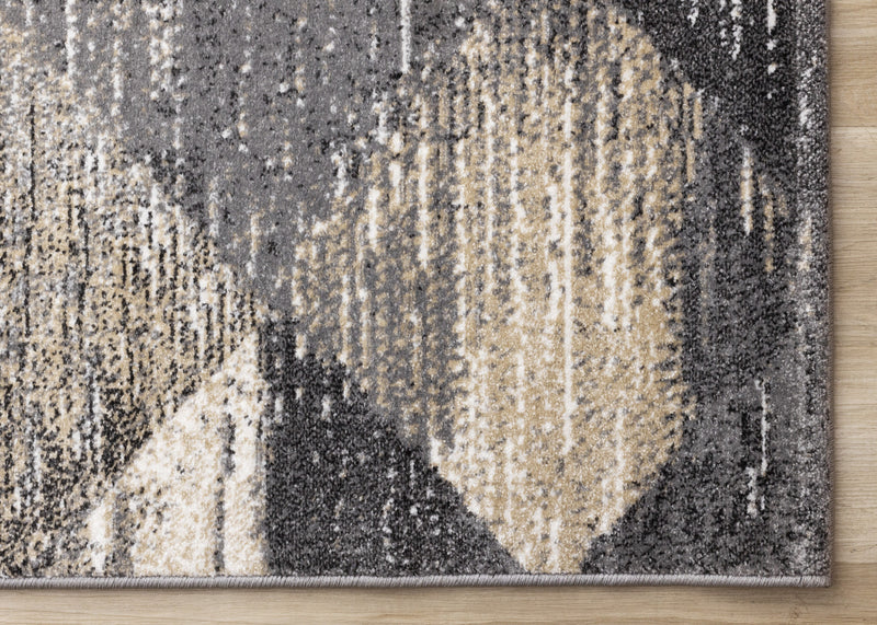 Dayton Grey Beige White Distressed Diamond Pattern Rug, 6'7\" x 9'10\" Indoor Area Rug