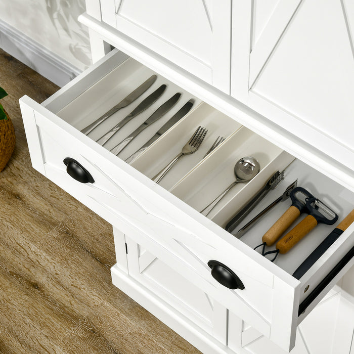 HOMCOM Kitchen Pantry, Freestanding Buffet Cabinet with 4 Doors, White