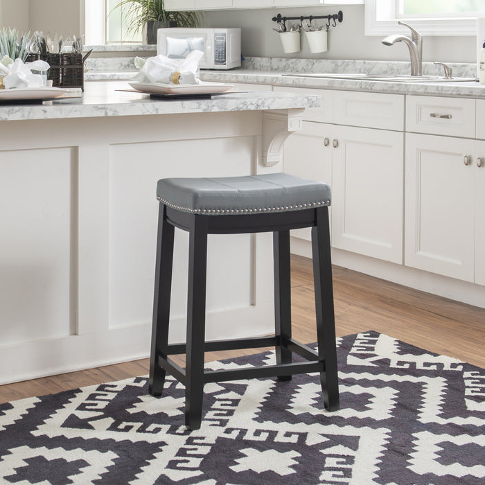 Claridge Faux Leather Backless Counter-Height Stool - Grey