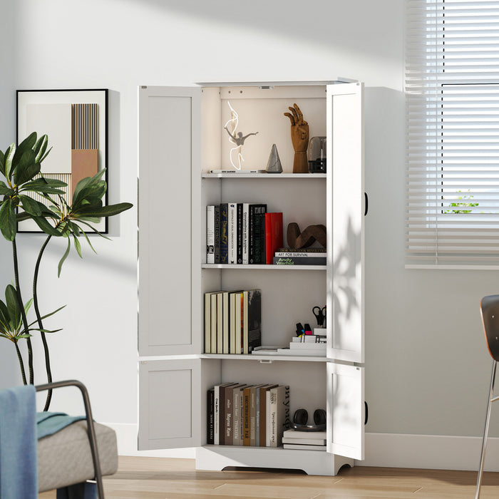 HOMCOM 60\" Kitchen Pantry, Kitchen Storage Cabinet with Shelves, White