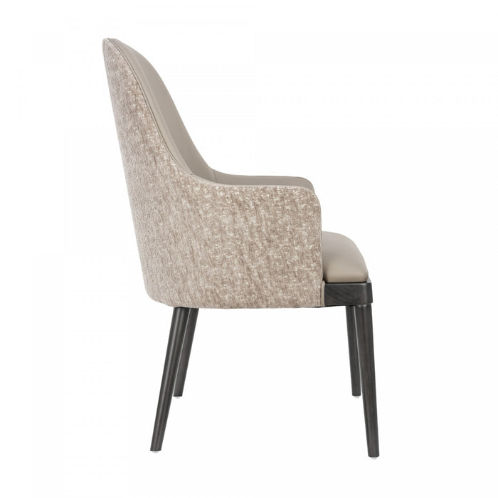 Drew Contemporary Wood Upholstered Armchair in Taupe