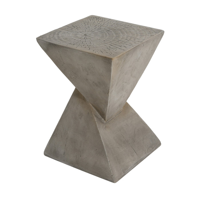 Zane 18\" MGO Geometric Twisted Accent Table, Unique Wood Grain Indoor Side Table, Grey