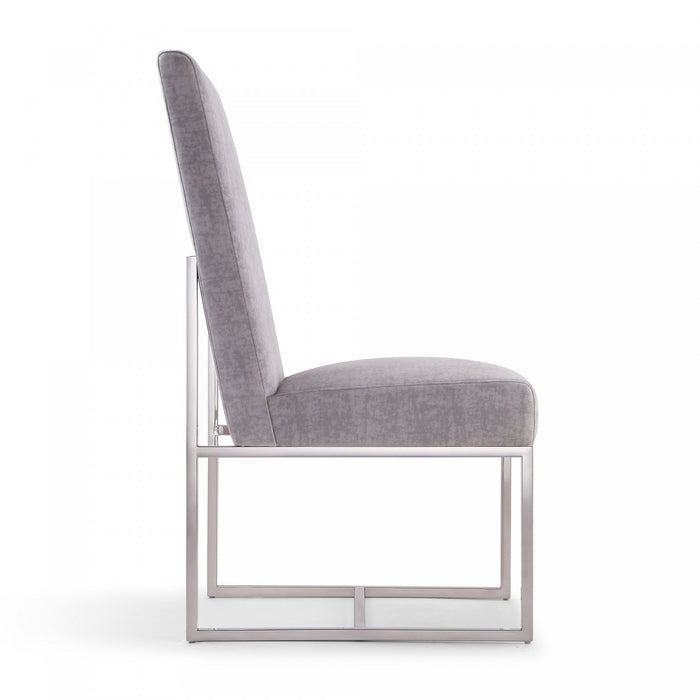 Element Modern Velvet Metal Dining Chair in Gray - Set of 2