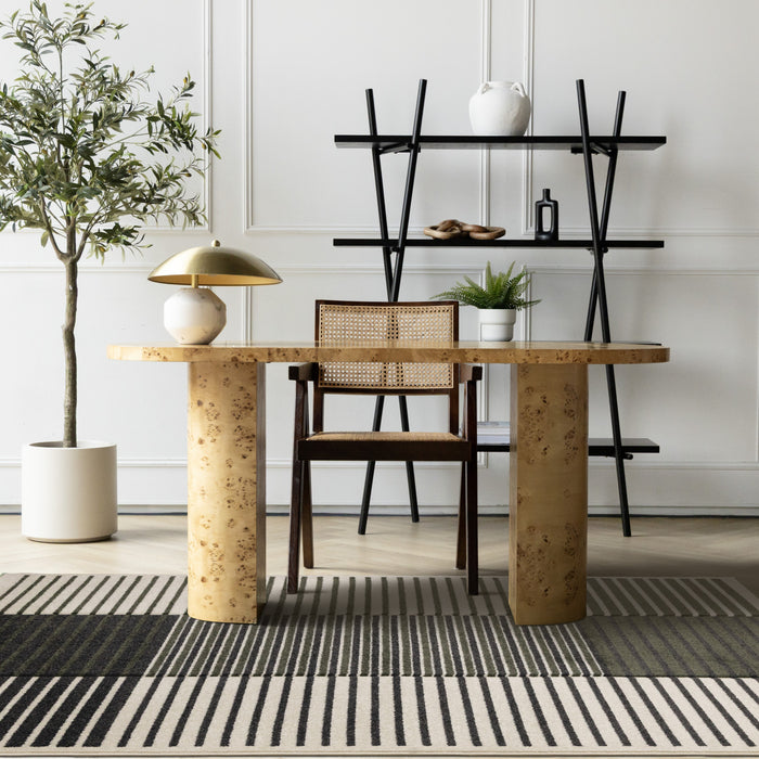 Maverick Green Black White Modern Striped Design Rug, 7'10\" x 10'6\" Indoor Area Rug