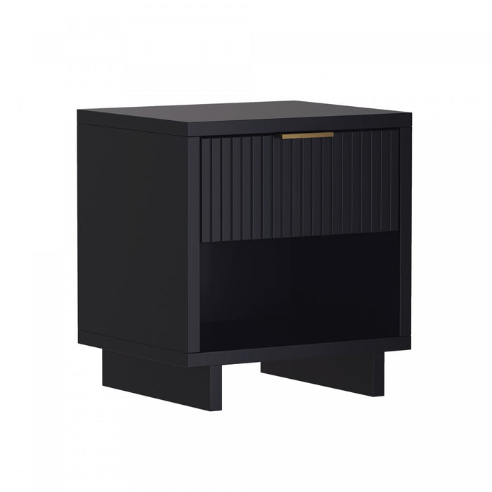 Elara Contemporary 18\" Solid Wood Nightstand in Black (1-Drawer)