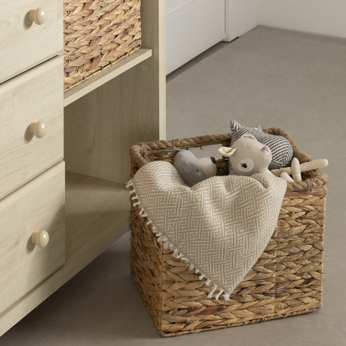 Cotton Candy 3-Drawer Dresser with Storage Baskets - Bleached Oak