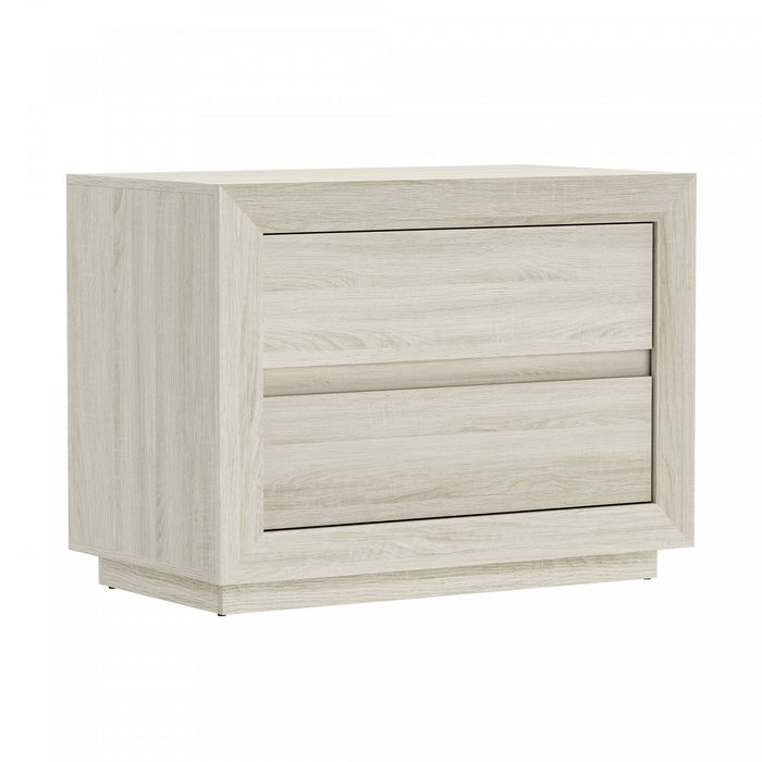 Soren Contemporary 32\" Nightstand in Whitewashed Oak (2-Drawer)