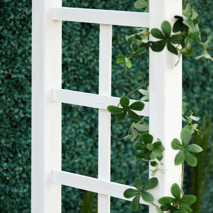 Outsunny 85\" Wooden Garden Arbour For Wedding And Ceremony, Outdoor Garden Arch Trellis For Climbing Vines, White