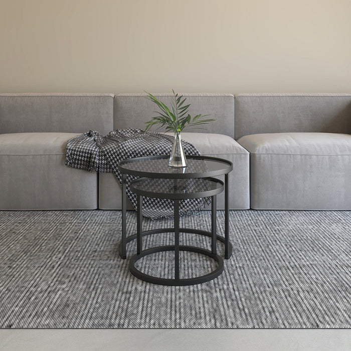 Opal Two Top Round Nested Tables - Glass Top