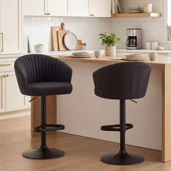 HOMCOM Adjustable Bar Stools Set of 2 with Swivel Seat, ‎Black
