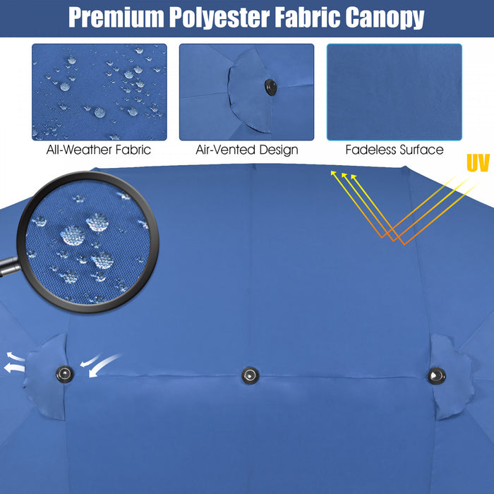 Costway 15FT Patio Double-Sided Umbrella Crank Outdoor Garden Market Sun Shade Navy