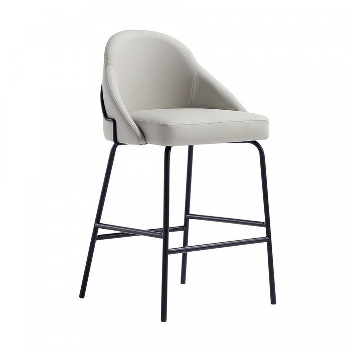 Gracie Modern Metal Upholstered Counter Stool in Stone Gray and Black - Set of 3