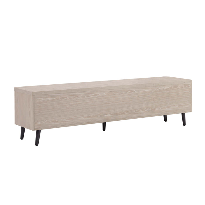 Jodie Mid-Century Modern 69\" Fluted TV Stand in Whitewashed Oak