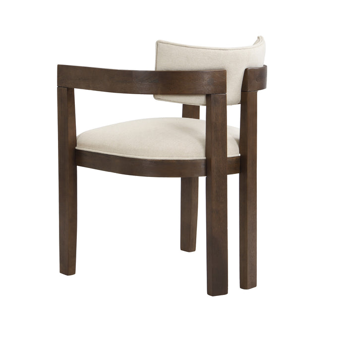 Evelyn Rubberwood Dining Chair with Armrests and Upholstery Seating Set of 2,Walnut
