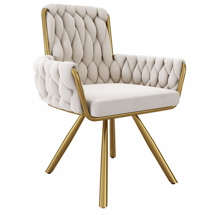 Timothy Velvet Swivel Dining Chairs with Tufted Upholstered and Metal Legs Set of 2, Glod