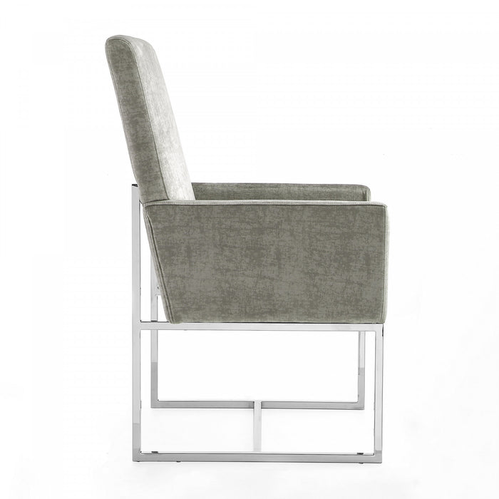 Element Modern Velvet Metal Dining Chair in Steel - Set of 2
